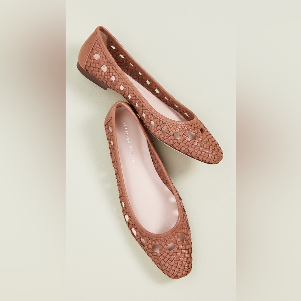 Loeffler Randall Woven Leather Ballet Flats in Cognac